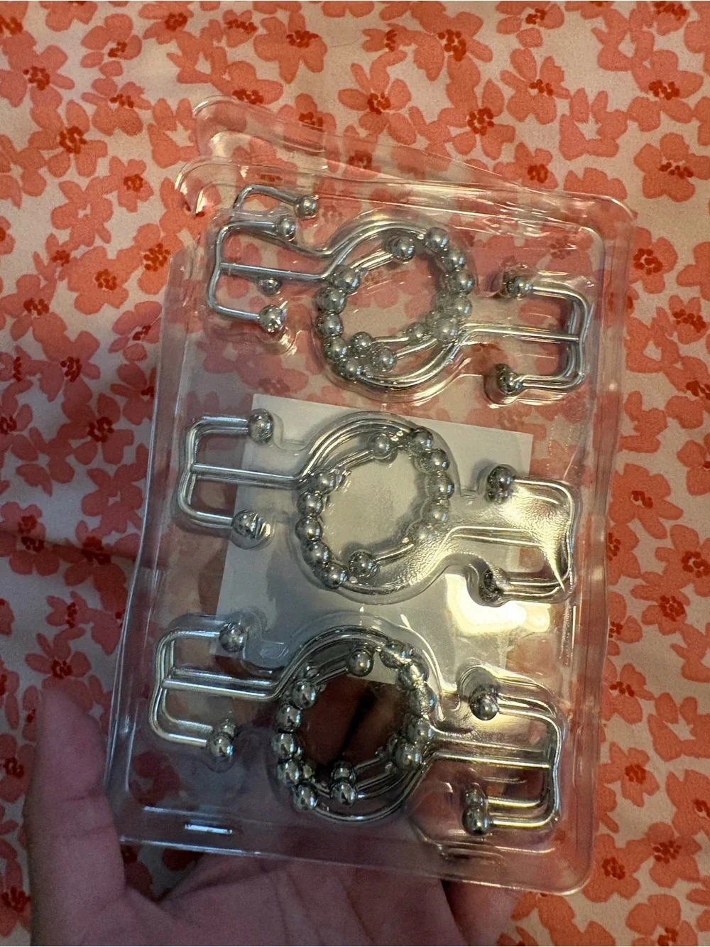 Anker Silver Metal Shower Curtain Hooks with Beaded Rollers